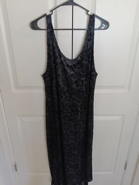Avenue Body Black Tank Dress with Floral Burnout Texture